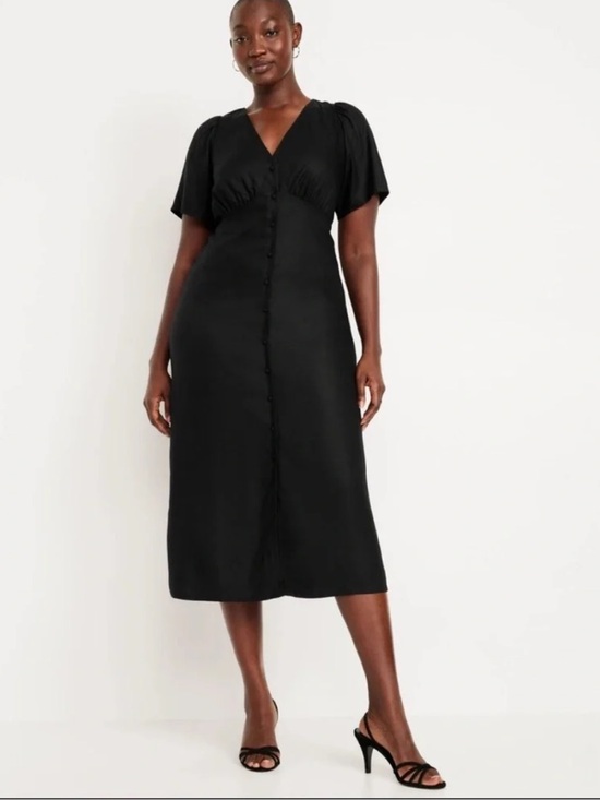 Old Navy Dresses & Skirts - NWT Old Navy Black Jack Button-Down Crepe Midi Dress Size 2X